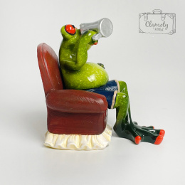 Figurka Dekoracyjna Ozdoba Zielona Żaba Na Fotelu