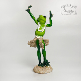 Figurka Dekoracyjna Ozdoba Zielona Żaba Spódnica Hawajska