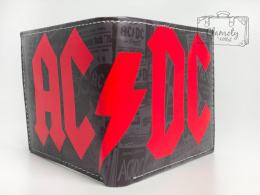 Portfel Rozkładany Zespół Rock ACDC Czerowne Logo Suwak