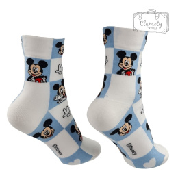 Skarpetki Damskie Długie Biało Niebieskie Myszka Miki Mickey 36-40