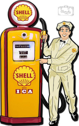 Tablica Tabliczka Shell Gas Station Pracownik Na Stacji Blacha Ozdobna