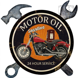 Tablica Tabliczka Motor Oil 24H Service Olej Motorowy Blacha Ozdobna