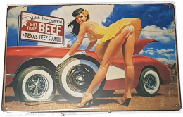 Car With Girl Texas Plakat Tablica Blacha Ozdobna