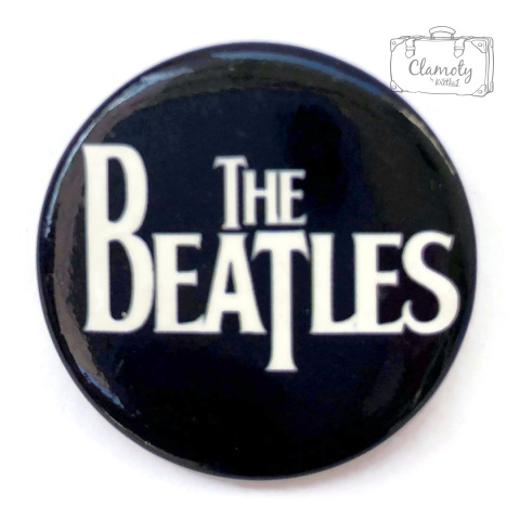 Przypinka The Beatles Biały Napis Button Pin