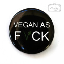 Przypinka Vegan As Fvck Napis Na Czarnym Buttn Pin