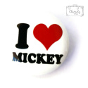 Przypinka Love Mickey Czerwone Serce Czarny Napis Buton Pin