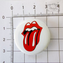 Przypinka Język Czerwony Na Białym Rolling Stones Buton Pin