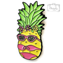 Przypinka Ananas Żółty W Okularach I Różowym Stroju Bikini Buton Metal Pin 1