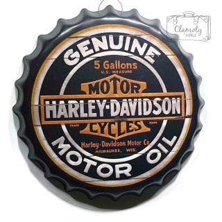 Kapsel Blaszany 40CM Harley-Davidson Motor Oil Dekoracja Na Ścianę