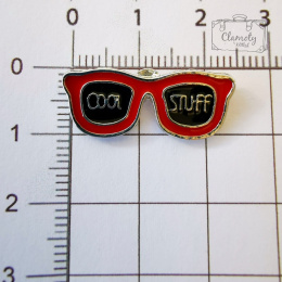 Przypinka Okulary Przeciwsłoneczne Czerwone Buton Metal Pin 1