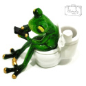 Figurka Dekoracyjna Zielona Żaba Chudy W Toalecie