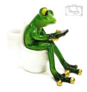 Figurka Dekoracyjna Zielona Żaba Chudy W Toalecie