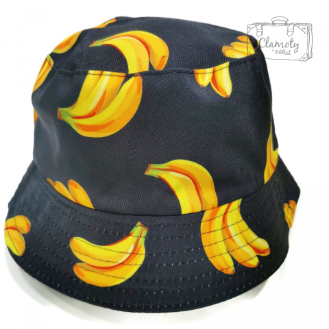 Bucket Hat, Kapelusz Rybaka Czarny W Żółte Banany