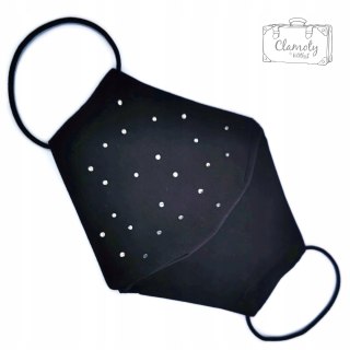 Maska Ochronna Bawełniana Czarna 24 Srebrne Dziame