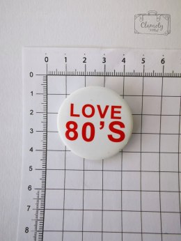 Przypinka Buton Pin Love 80 S Czerwony Napis