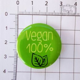 Przypinka Buton Pin Vegan 100% Biały Napis