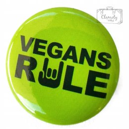 Przypinka Buton Pin Vegans Rule Czarny Napis