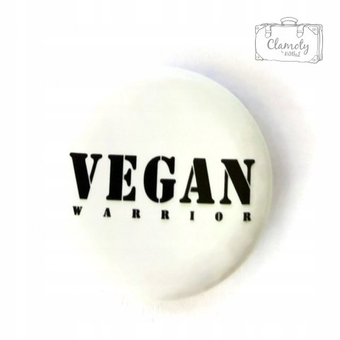 Przypinka Button Vegan Czarny Napis Na Białym Pin