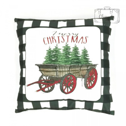 Santa's cart checkered pillowcase