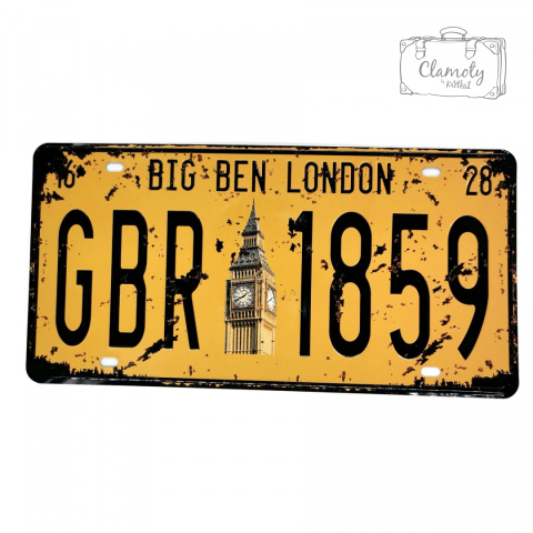 Tablica Ozdobna Blacha Big Ben London Żółta