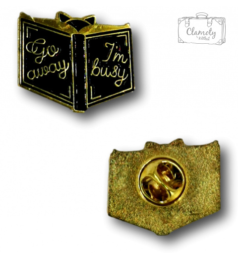 PRZYPINKA KSIĄŻKA CZARNA GO AWAY METAL PIN 2