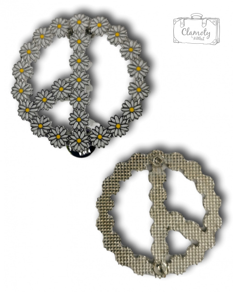 PRZYPINKA PEACE KWIATY METAL PIN 2