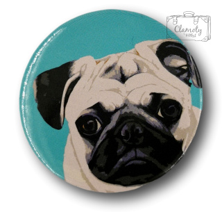 Przypinka Metalowa Okrągła Głowa Mopsa Metal Pin