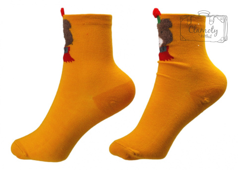 Skarpetki Bawełniane żółte miś świąteczne 1