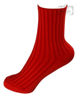 Skarpetki Bawełniane Prążkowane Czerwone One Size 1