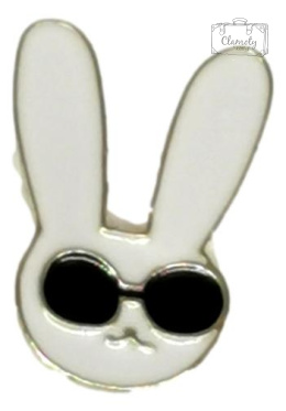 Przypinka Biały królik w okularach Metal Pin 2