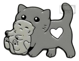 Przypinka Koty kotki rodzina szare Metal Pin