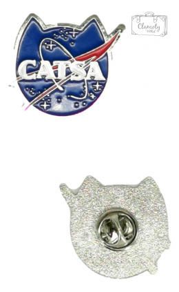 Przypinka nasa catsa głowa kota kosmos Metal Pin