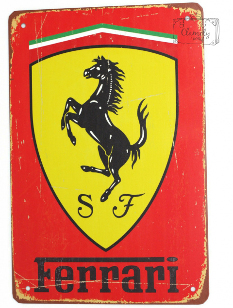 Tabliczka Ozdobna Blacha Ferrari Retro Vintage 1