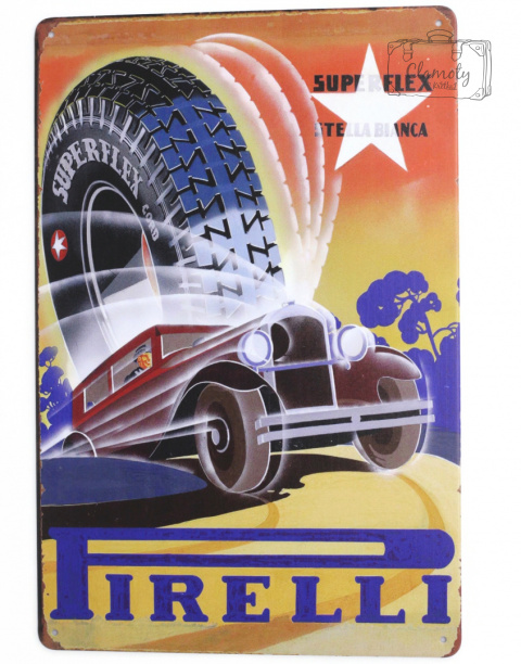 Tabliczka Ozdobna Blacha Pirelli Retro Vintage