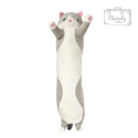 Długi Kot wałek Szaro Biały Pluszowy 150cm