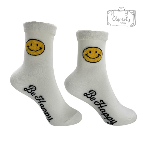 Skarpetki Damskie Białe Be Happy Smile 36-40