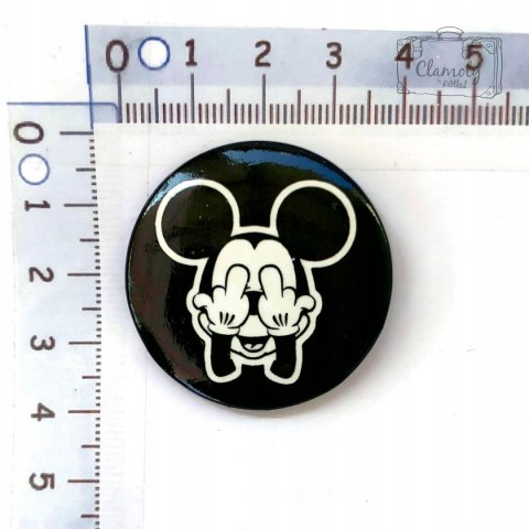 PRZYPINKA MYSZKA MIKI PODPARTA DŁOŃMI BIAŁO-CZARNA