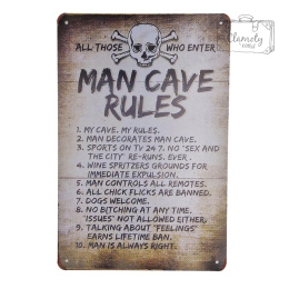 Tabliczka Ozdobna Blacha Vintage Retro Man Cave Rule