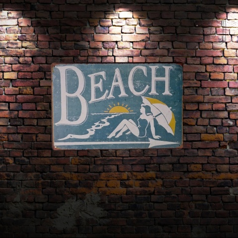 Tabliczka Ozdobna Blacha Vintage Retro Beach 2