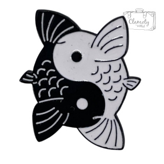 Przypinka Metalowa Metal Pin Yin Yang Ryby