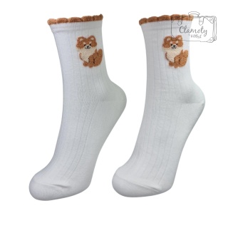 Skarpetki Damskie Bawełna Białe z Liskiem 36-40