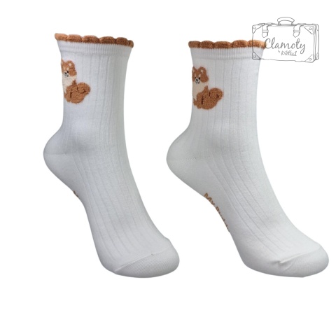 Skarpetki Damskie Bawełna Białe z Liskiem 36-40