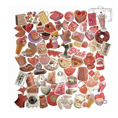 Wlepki Naklejki Sticker Bomb Pink Vintage Mix 2