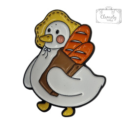 Przypinka Metalowa Metal Duck Kaczka z Chlebem przodem