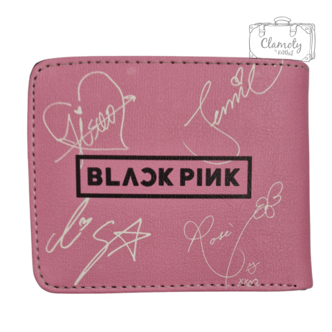 Portfel Rozkładany Black Pink Korea Różowy z Oczami