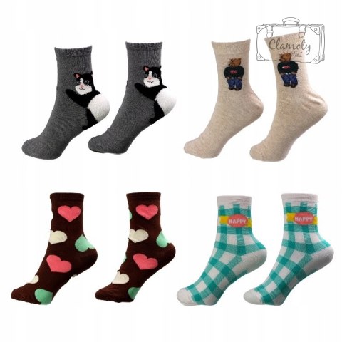 Skarpetki Biało-Czarna Kratka Damskie Stopki 36-40