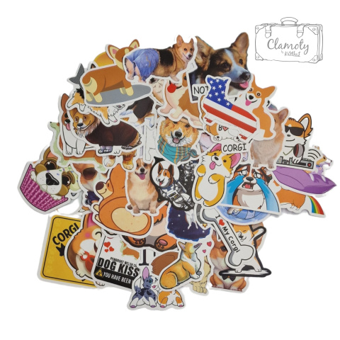 Zestaw Naklejek Wlepki StickerBomb Pies Corgi 3 1