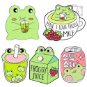 Przypinka Metal Żabka z Bubble Tea Frog Pin