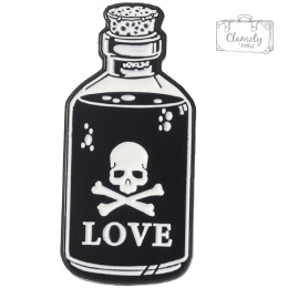 Przypinka Metal Butelka Toxic Love Czaszka Skull