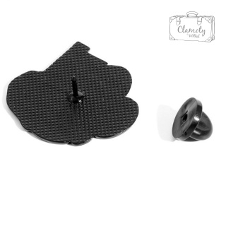 Przypinka Metal Czarny Kot z Nożem w Buzi Pin